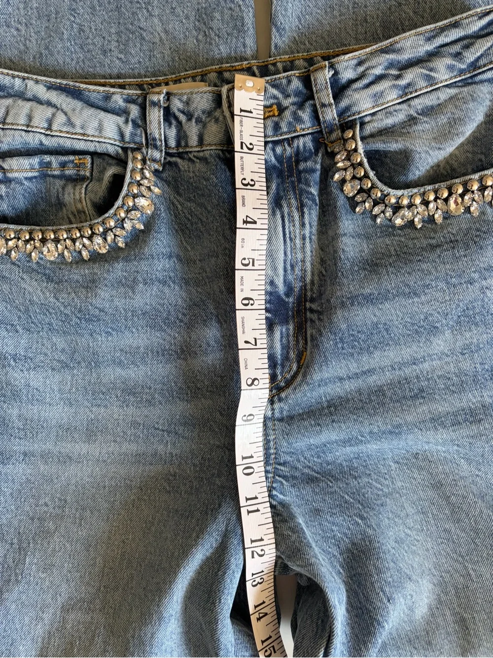 Pilcro Anthropologie Austyn Rhinestone Studded 27 High Rise Denim Jeans - Picture 13 of 13